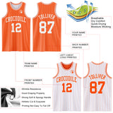 Custom Orange White Pinstripe Reversible Double Side Sublimation Basketball Set Jersey