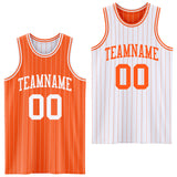 Custom Orange White Pinstripe Reversible Double Side Sublimation Basketball Set Jersey