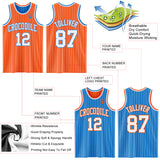 Custom Orange White Pinstripe-Powder Blue Reversible Double Side Sublimation Basketball Set Jersey
