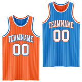 Custom Orange White Pinstripe-Powder Blue Reversible Double Side Sublimation Basketball Set Jersey