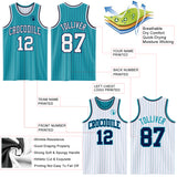 Custom Teal Navy Pinstripe-White Reversible Double Side Sublimation Basketball Set Jersey
