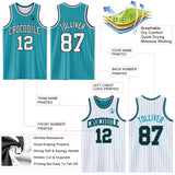 Custom Teal Black Pinstripe-White Reversible Double Side Sublimation Basketball Set Jersey