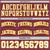 Custom Burgundy Gold Pinstripe-White Reversible Double Side Sublimation Basketball Set Jersey