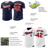Custom Navy Red-White Reversible Button-Down Baseball Jersey