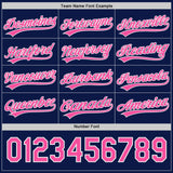 Custom Navy Pink-White Reversible Button-Down Baseball Jersey
