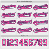 Custom Navy Pink-White Reversible Button-Down Baseball Jersey