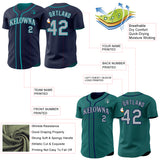 Custom Navy Gray-Teal Reversible Button-Down Baseball Jersey