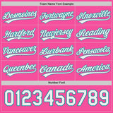 Custom Pink White-Teal Reversible Button-Down Baseball Jersey