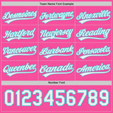 Custom Pink White-Teal Reversible Button-Down Baseball Jersey