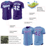 Custom Purple White-Light Blue Reversible Button-Down Baseball Jersey