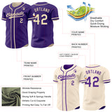 Custom Purple-Cream Reversible Button-Down Baseball Jersey