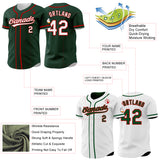 Custom Green White-Red Reversible Button-Down Baseball Jersey