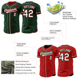 Custom Green White-Red Reversible Button-Down Baseball Jersey