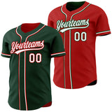 Custom Green White-Red Reversible Button-Down Baseball Jersey