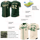 Custom Green-Cream Reversible Button-Down Baseball Jersey