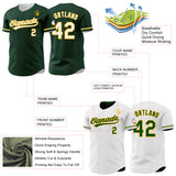 Custom Green White-Gold Reversible Button-Down Baseball Jersey