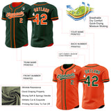 Custom Green Orange-White Reversible Button-Down Baseball Jersey