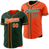 Custom Green Orange-White Reversible Button-Down Baseball Jersey