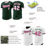 Custom Green White-Pink Reversible Button-Down Baseball Jersey