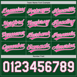 Custom Green White-Pink Reversible Button-Down Baseball Jersey