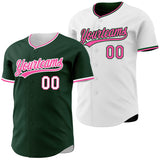 Custom Green White-Pink Reversible Button-Down Baseball Jersey