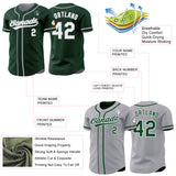 Custom Green White-Gray Reversible Button-Down Baseball Jersey