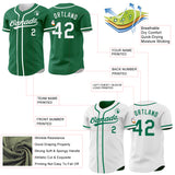 Custom Kelly Green-White Reversible Button-Down Baseball Jersey