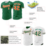 Custom Kelly Green Orange-White Reversible Button-Down Baseball Jersey