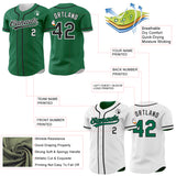 Custom Kelly Green Black-White Reversible Button-Down Baseball Jersey