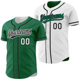 Custom Kelly Green Black-White Reversible Button-Down Baseball Jersey