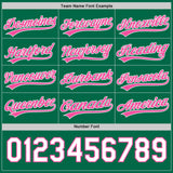 Custom Kelly Green Pink-White Reversible Button-Down Baseball Jersey
