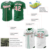 Custom Kelly Green Medium Pink-White Reversible Button-Down Baseball Jersey