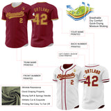Custom Crimson-Old Gold Reversible Button-Down Baseball Jersey