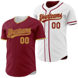 Custom Crimson-Old Gold Reversible Button-Down Baseball Jersey