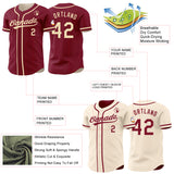 Custom Crimson-Cream Reversible Button-Down Baseball Jersey