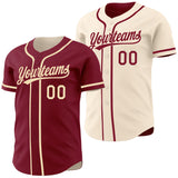 Custom Crimson-Cream Reversible Button-Down Baseball Jersey