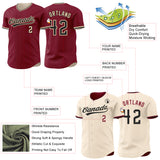 Custom Crimson Black-Cream Reversible Button-Down Baseball Jersey
