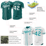 Custom Teal-White Reversible Button-Down Baseball Jersey