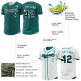 Custom Teal Black-White Reversible Button-Down Baseball Jersey