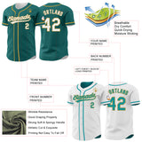 Custom Teal White-Old Gold Reversible Button-Down Baseball Jersey