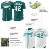 Custom Teal White-Gray Reversible Button-Down Baseball Jersey