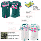 Custom Teal Pink-White Reversible Button-Down Baseball Jersey