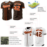 Custom Brown Orange-White Reversible Button-Down Baseball Jersey