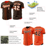 Custom Brown White-Orange Reversible Button-Down Baseball Jersey