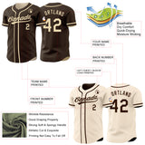 Custom Brown-Cream Reversible Button-Down Baseball Jersey