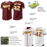 Custom Burgundy White-Gold Reversible Button-Down Baseball Jersey