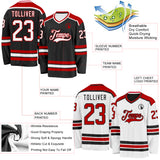 Custom Black White-Red Reversible Double Side Hockey Jersey