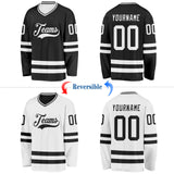 Custom Black-White Reversible Double Side Hockey Jersey