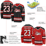 Custom Black White-Red Reversible Double Side Hockey Jersey