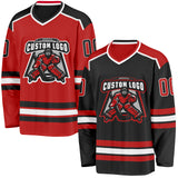 Custom Black Red-White Reversible Double Side Hockey Jersey